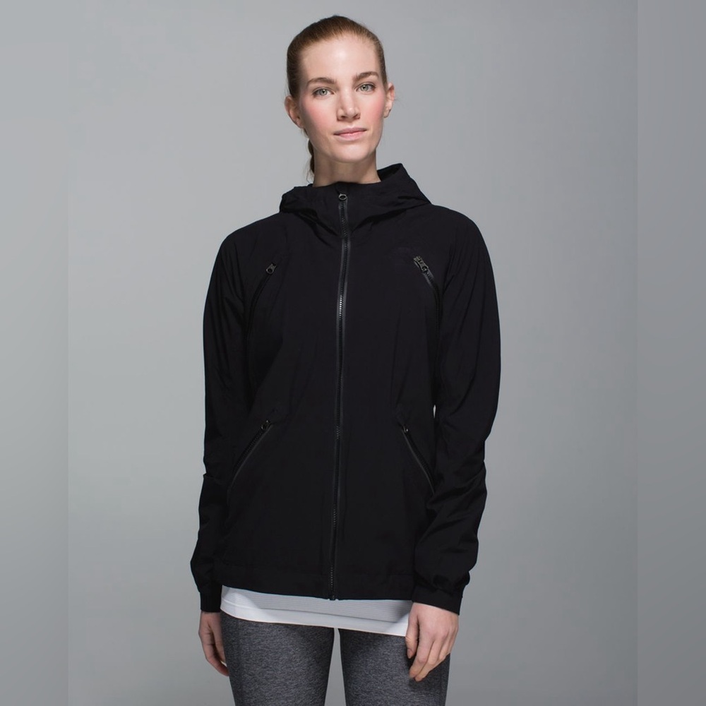 Lululemon Women’s 4 Rise & Shine Jacket Black Hooded Full Zip Breathable Outdoor